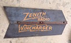 Vintage Original Zenith Radio Wincharger Metal Tail Fin Sign Wind Generator