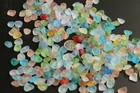 Center Drilled Sea Beach Glass 50 Pcs Lot Bulk Blue Green Red Yellow Jewelry Use