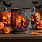 Halloween Gorilla Bigfoot Forest Fire Mug 3d Tree Bark Texture Design Mugs
