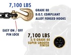 3 8  X 20  Grade 80 Binder Chain With Grab Hooks Transport Cargo Control