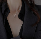 Small Plain   Simple Cross Pendant 18  Necklace Fine Sterling Silver Plated A1