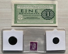 World War Ii Certified Two German Coins 1 10 Rp   10 Reichsmark Bill   Stamp