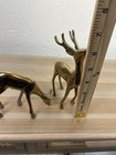 Vintage Brass Stylized Deer Pair Figurines Stag   Doe Mcm Collectible Decor