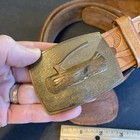 Boy Scout Log Axe Brass 3  Buckle   Size 36 Leather Belt Scouting Wood Badge Bsa