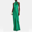 Saloni Kelly Green Evening Gown With Black Velvet Bow - Size 4