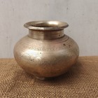 Antique Brass Lota Water Pot   Hand-engraved Indian Ritual Vessel   Vintage Home