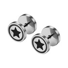 2pcs Flongo Star Faux Gauge Earrings Stainless Steel Stud Earrings For Men Women