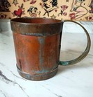 Antique 32 Oz  1 Qt  Solid Copper Tankard Tavern Vessel