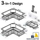 Corner Shower Caddy Organizer  3-pack Self-adhesive Rustproof Bath Shelves With