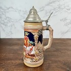 Collectable Vintage German Lidded Beer Stein Gerz 7  Bar Maid With Beer Mugs
