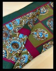 Printemps Marron Lines With Green Gold Blue Medallion Silk Scarf  36    X 36    