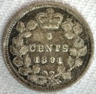 1891 Canada Silver Five Cents Coin 5c Canadian Very Fine Circulated Victoria