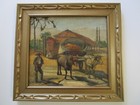 Antique Impressionist Painting Landscape South American  Mexico Farm Village Old