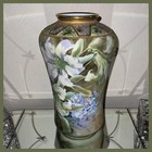 Antique 1910 s Nippon Morimura Bros Porcelain 10    Vase Hand Iris Painted Moriage