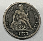 1877   grandma  Love Token On 1877  Seated Liberty Dime-nice Engraving-condition