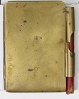 Vintage Brass Notepad Holder Case With Pencil   Memo Pad Antique Style Organizer