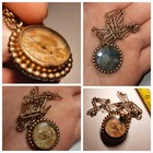 Rare 1880s Victorian Moss Agate Gold Thermometer Pendant Gemstone Antique