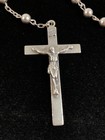 Vintage Solid Sterling Silver Diroma Catholic Rosary Cross Crucifix Necklace