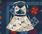 Vintage 40s Sarong Halter Tie Top   Playsuit Bloomer Beach Skirt Girls Size 4 
