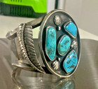 Vintage Sterling Silver Turquoise Native American Navajo Cuff Bracelet