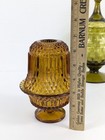 Indiana Glass Vintage Amber Diamond Point Fairy Lamp 6 5  Tall 