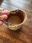 Native American Handmade Traditional Birch Bark Basket Beaded Handle