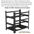 Steel Open Air Mining Rig Frame 12 Gpu Dual Power Supply 520x360x520mm Crypto