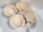 Vtg Tupperware 5pc Microwave Stack Cooker 3qt Strainer Lid Almond Bowl Casserole