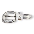 Vintage Southwestern Sterling Silver Unsigned Ranger 3 Piece Belt Buckle Set
