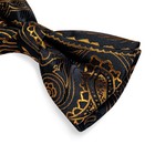 Gold   Black Mens Bowtie Pretied Bow Ties Hankie Cufflinks Set Wedding Event