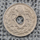 1924 France 5 Centimes Third Republic Vintage Antique Copper-nickel Hole    17mm