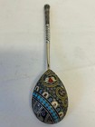 Antique Russian Silver 84 Cloisonne Enamel Spoon By 11th Artel  14cm  24 Grams