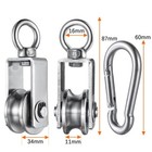 Pulley Wheel With Carabiner  Bearing Inside  Stainless Steel  Rope Cable Pull   