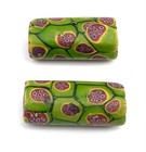 2 Fine Old Venetian Antique Dk Green Millefiori African Glass Trade Beads