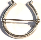 Vintage Sterling Silver Rhinestone Horseshoe Good Luck Pin Brooch   signed