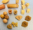 Vintage Carved Butterscotch Bakelite Buttons Lot 20 Scottie Dog Heart Cubes Logs