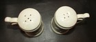 Vintage 1980 s Embossed Horse Mug Shaped Light Gray Pottery Salt Pepper Shakers