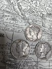 Lot Of 3 Mercury Dimes 1936  1935  1939 - F-vf Exact Coins Pictured -md3