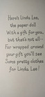 Vtg Hallmark Paper Doll  General Gift Birthday Greeting Card  Unused Linda Lee