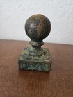 Vtg Cast Iron Ball Finial Fence Post Cap 2 3 8  X 3 75    Rusty Rustic 
