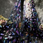 1m Sheer Mesh Fabric Glitter Feather Pattern Costume Curtain Cloth 150cm Wide