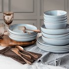 Over   Back Options 16-piece Dinnerware Set - Sage Stoneware  Holiday Table Set