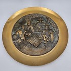 Korean Bronze brass Cast Raised Relief Large 13 Inch Wall Hanging Plaque