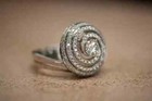 2 Ct Round Cut Real Moissanite Cluster Engagement Ring 14k White Gold Plated