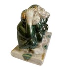Large Vintage 1930s 3 Monkeys Majolica Pottery Figurine - See Hear Speak No Evil