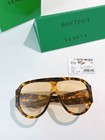 Bottega Veneta Bv1345s Sunglasses Women Oversized Amber Tortoiseshell Authentic
