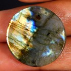 36 40cts Natural Power Carved Labradorite Round Cabochon Gemstone 25 X 25 X 06mm