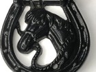 Antique Vintage Cast Iron Metal Horseshoe Horse Head Door Knocker Western