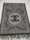 Chanel Women s Scarf Shawl Stole Wrap Cashmere 65  Silk 35  Gray Color Cc Logo