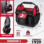 Arrow 12  Tool Tote Hard Base Electrician Tool Bag Open Top Tool Bag W 19 Pocket